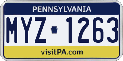 PA license plate MYZ1263