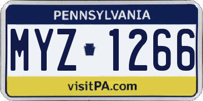 PA license plate MYZ1266