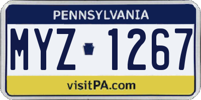 PA license plate MYZ1267