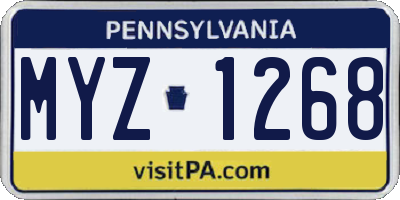 PA license plate MYZ1268
