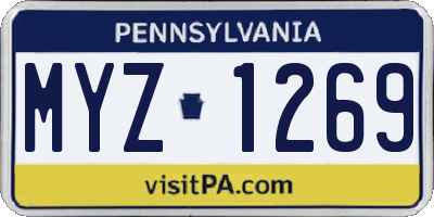 PA license plate MYZ1269
