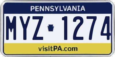 PA license plate MYZ1274