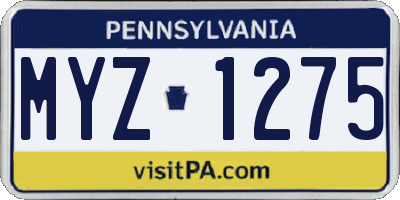 PA license plate MYZ1275