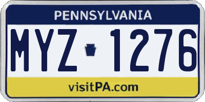 PA license plate MYZ1276