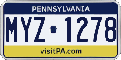 PA license plate MYZ1278