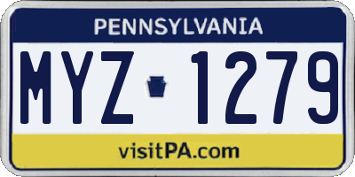 PA license plate MYZ1279