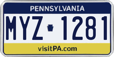 PA license plate MYZ1281