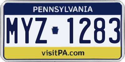 PA license plate MYZ1283