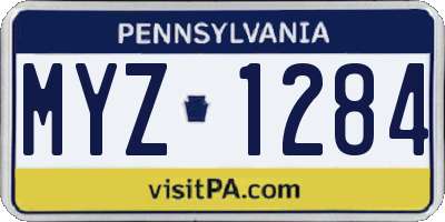 PA license plate MYZ1284