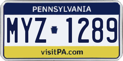 PA license plate MYZ1289