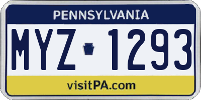 PA license plate MYZ1293