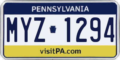 PA license plate MYZ1294