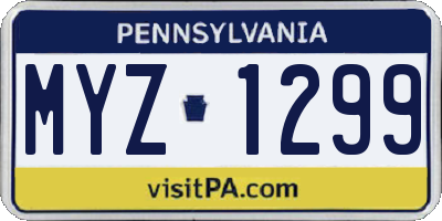 PA license plate MYZ1299