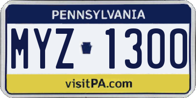 PA license plate MYZ1300