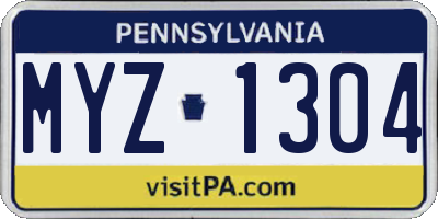 PA license plate MYZ1304
