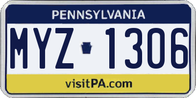 PA license plate MYZ1306