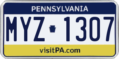 PA license plate MYZ1307