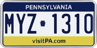 PA license plate MYZ1310