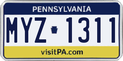 PA license plate MYZ1311