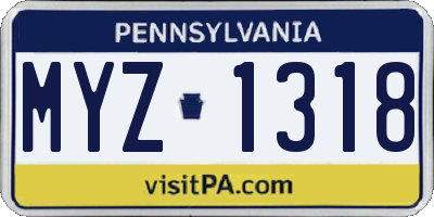 PA license plate MYZ1318
