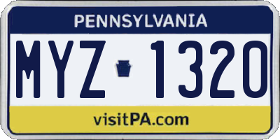 PA license plate MYZ1320
