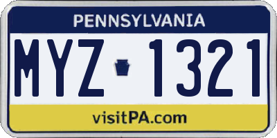 PA license plate MYZ1321