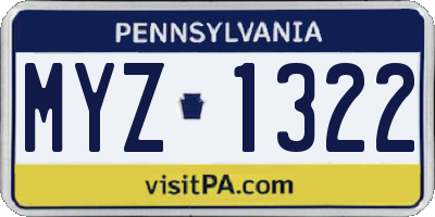 PA license plate MYZ1322