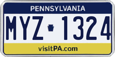 PA license plate MYZ1324