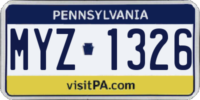 PA license plate MYZ1326