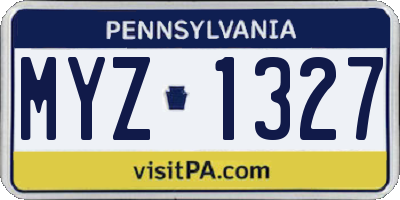 PA license plate MYZ1327