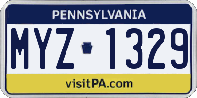 PA license plate MYZ1329