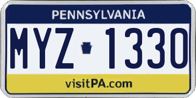PA license plate MYZ1330
