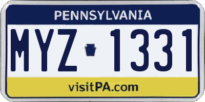 PA license plate MYZ1331