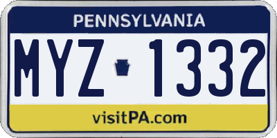 PA license plate MYZ1332