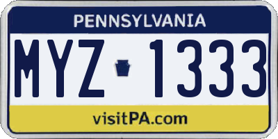 PA license plate MYZ1333