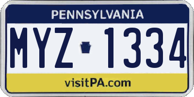 PA license plate MYZ1334