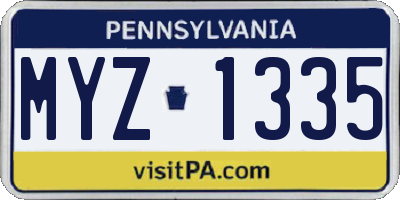 PA license plate MYZ1335