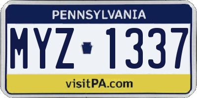 PA license plate MYZ1337