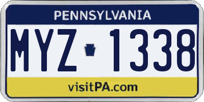 PA license plate MYZ1338