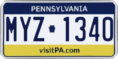 PA license plate MYZ1340