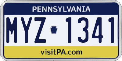 PA license plate MYZ1341