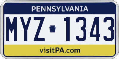 PA license plate MYZ1343