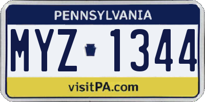 PA license plate MYZ1344