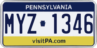 PA license plate MYZ1346