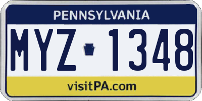 PA license plate MYZ1348