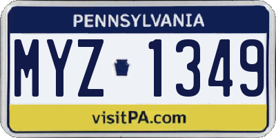 PA license plate MYZ1349