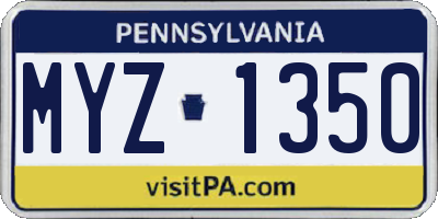 PA license plate MYZ1350