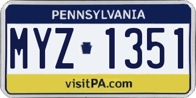 PA license plate MYZ1351