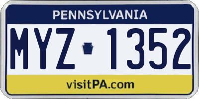 PA license plate MYZ1352