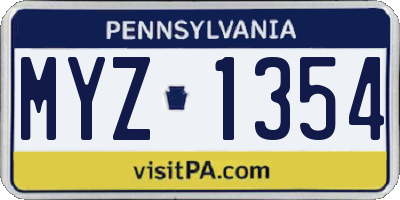PA license plate MYZ1354